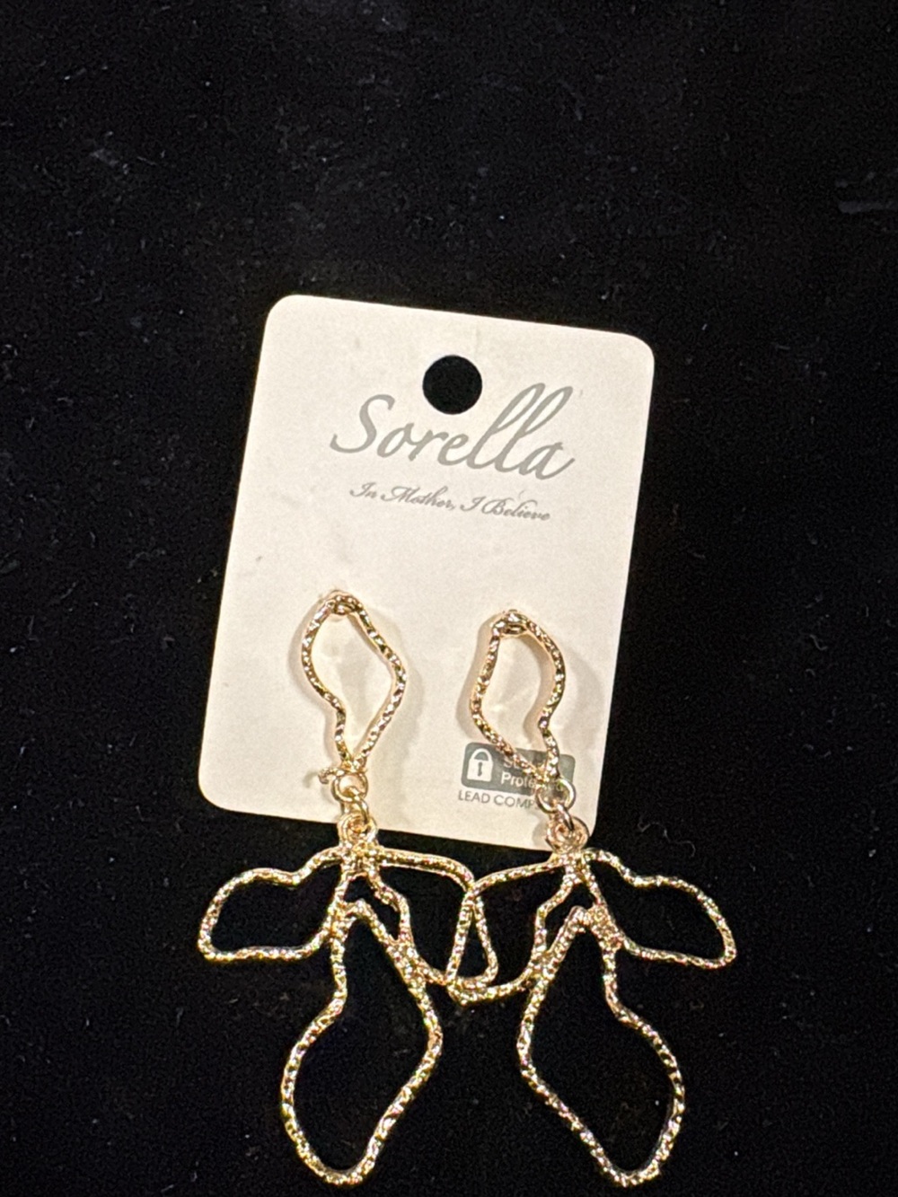 Sorel Gold Textured Leaf Outline Dangle Earrings